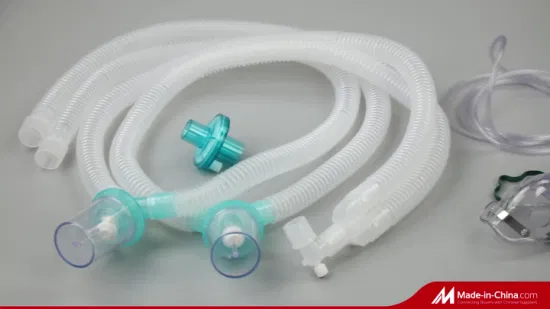 Fornecimento hospitalar de alta qualidade, ventilador de anestesia médica descartável popular, circuitos respiratórios corrugados com coletores de água aprovados pela FDA ISO