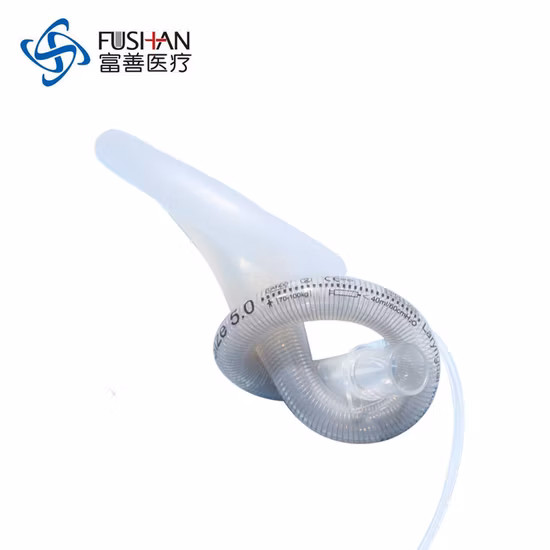 Fushan 2022 Alta Qualidade Padrão de Qualidade Superior Descartável Reutilizável Silicone PVC Reforçado Anestesia Cirúrgica Inflável Máscara Laríngea Tamanho das Vias Aéreas